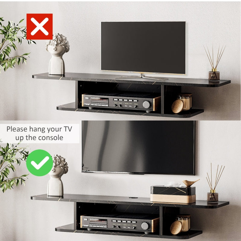 Floating TV Unit Stand for 40" TVs with Storage Shelf, Engineered Wood, Black