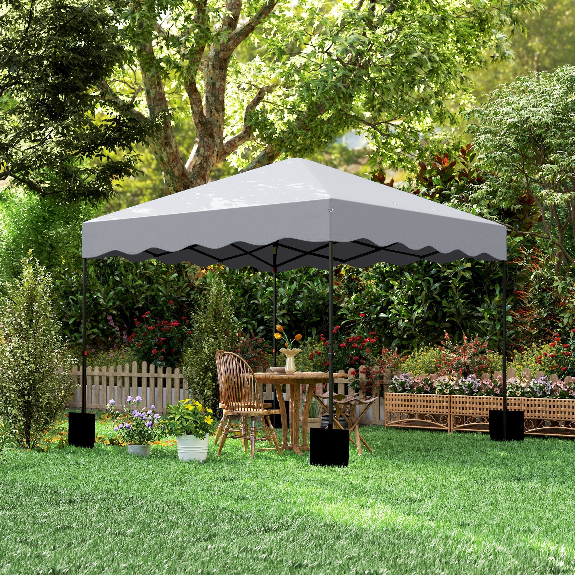 Pavilion Pop-up Folding, 3x3m, Water-Repellent, Winterproof, UV 50+, Light Grey