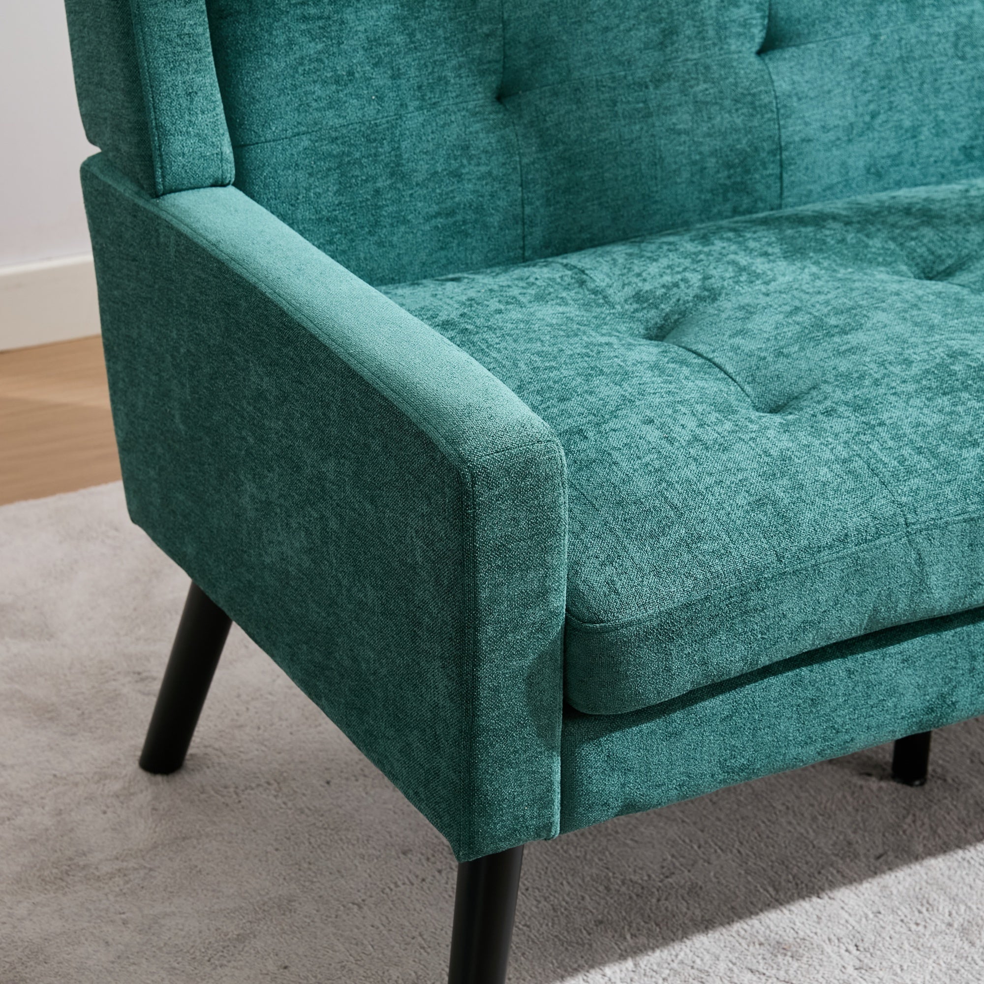 2-Piece Accent Armchair Set with High-Density Foam and Solid Wood Legs, Durable Fabric