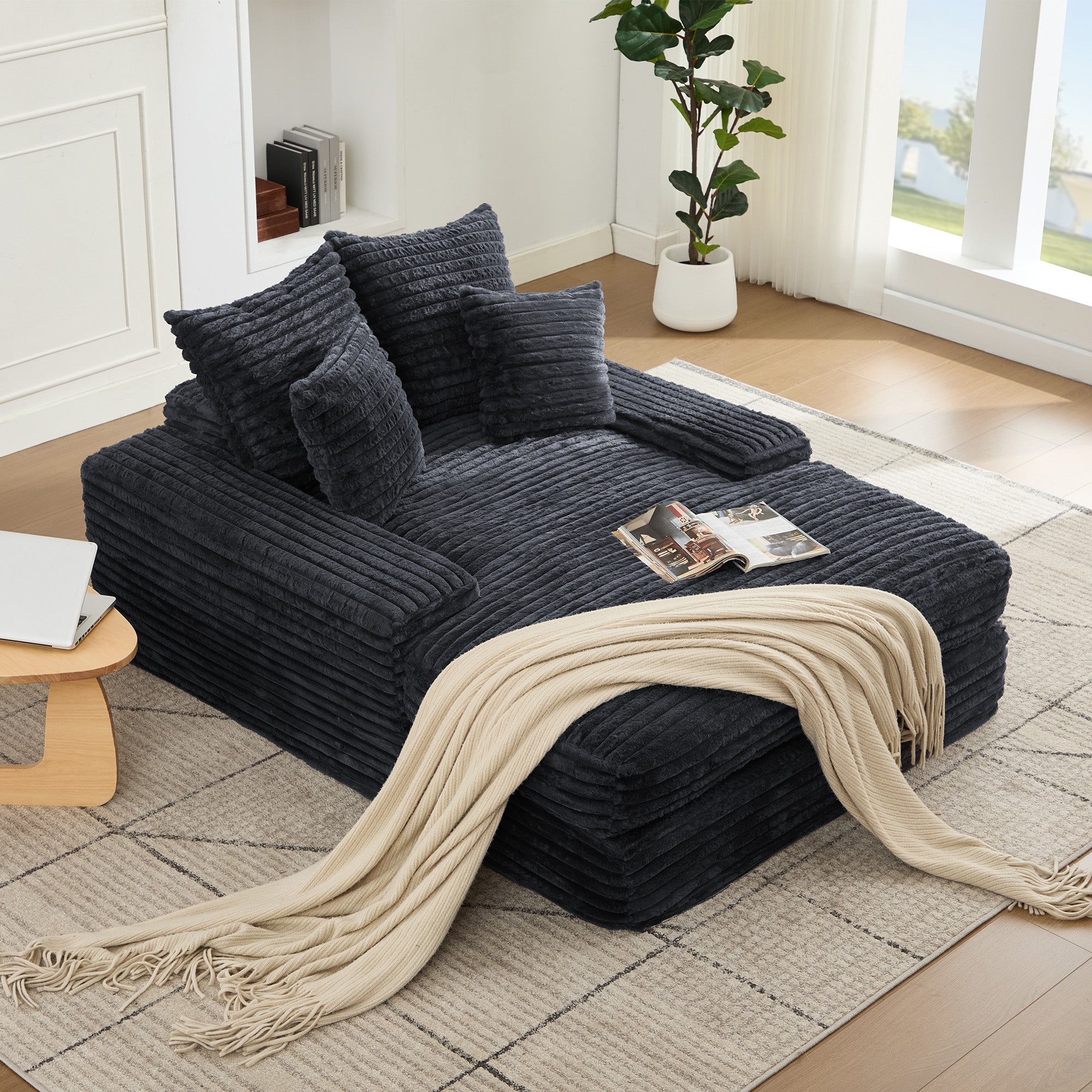 Luxury Cord Sofa, Multifunctional Sofa Bed Space-Saving, Grey