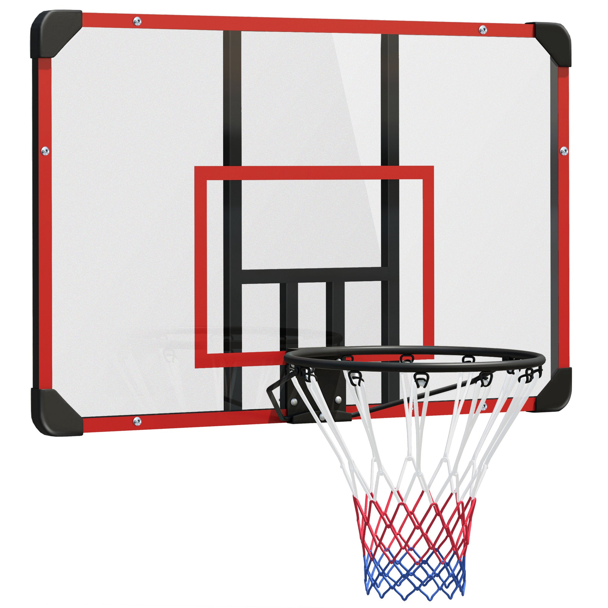 Basketball Hoop, Wall-Mounted Outdoor Backboard, Steel Red