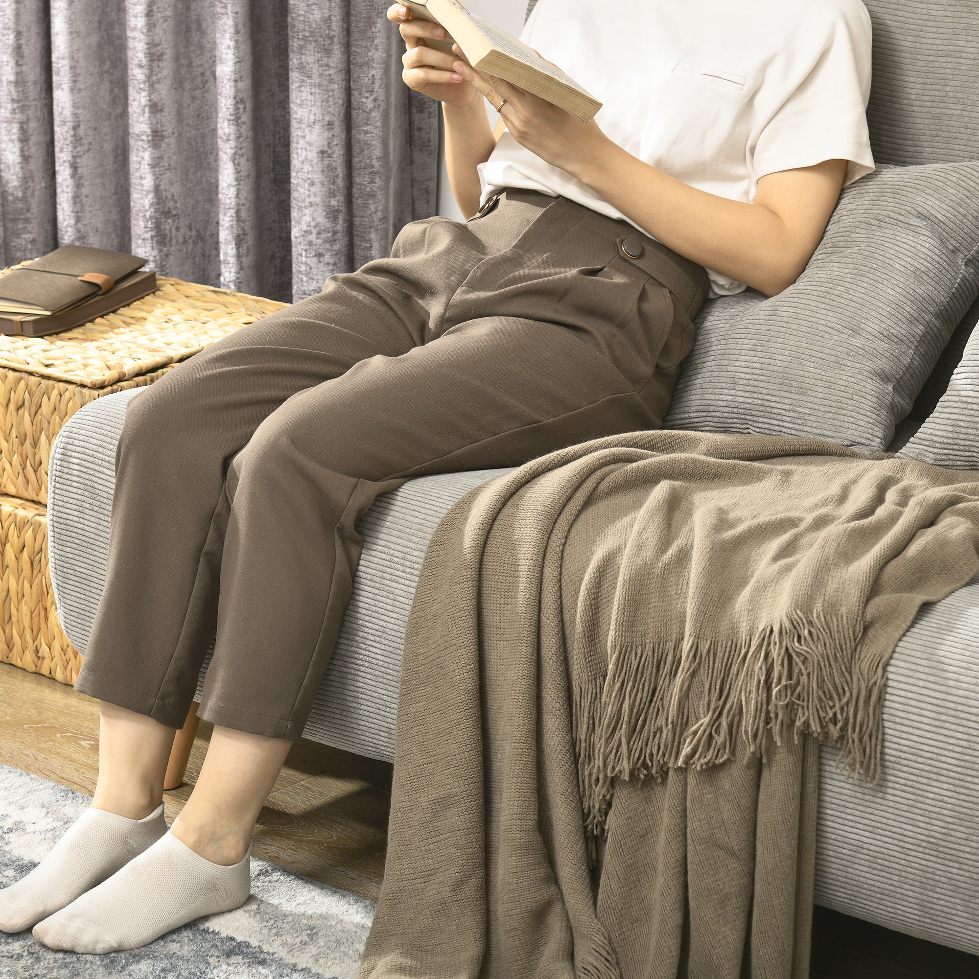Sofa Bed Fold-Down Adjustable Backrest Velvet Grey