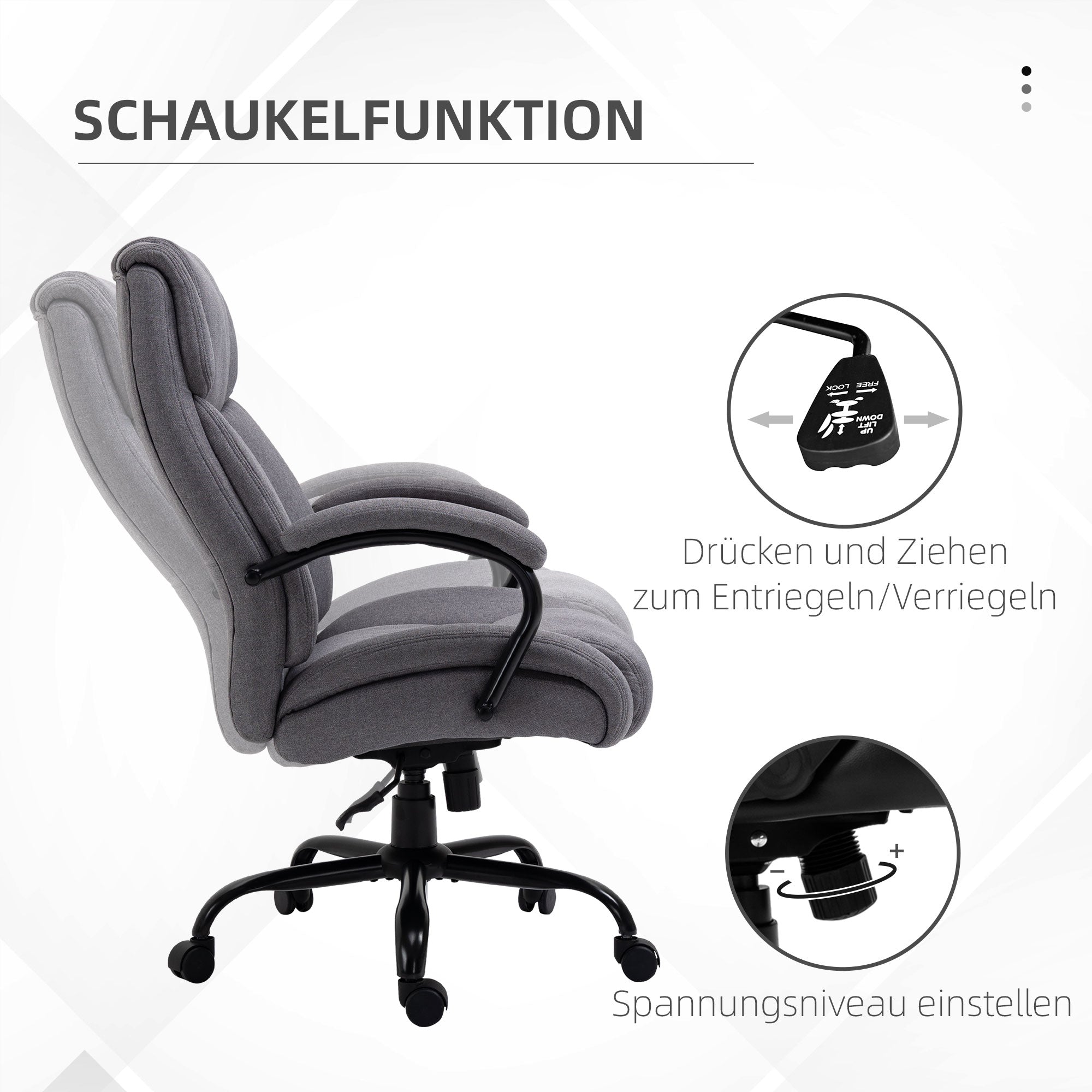 Office/Desk/Gaming Chair Swivel Rocking Ergonomic Padded 220kg Load Capacity