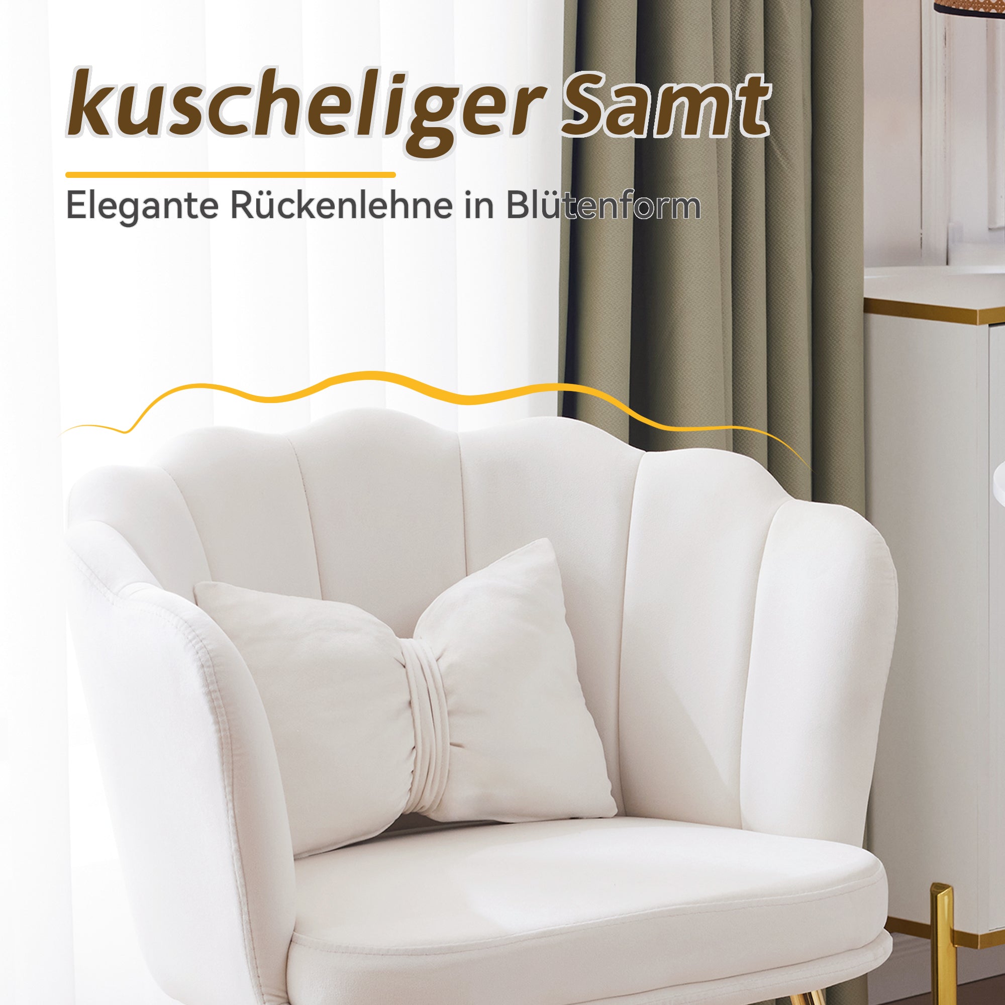 Chairs, 4 Modern Velvet Petal Back Upholstered with Gold Metal Legs and Butterfly Cushions, Velvet