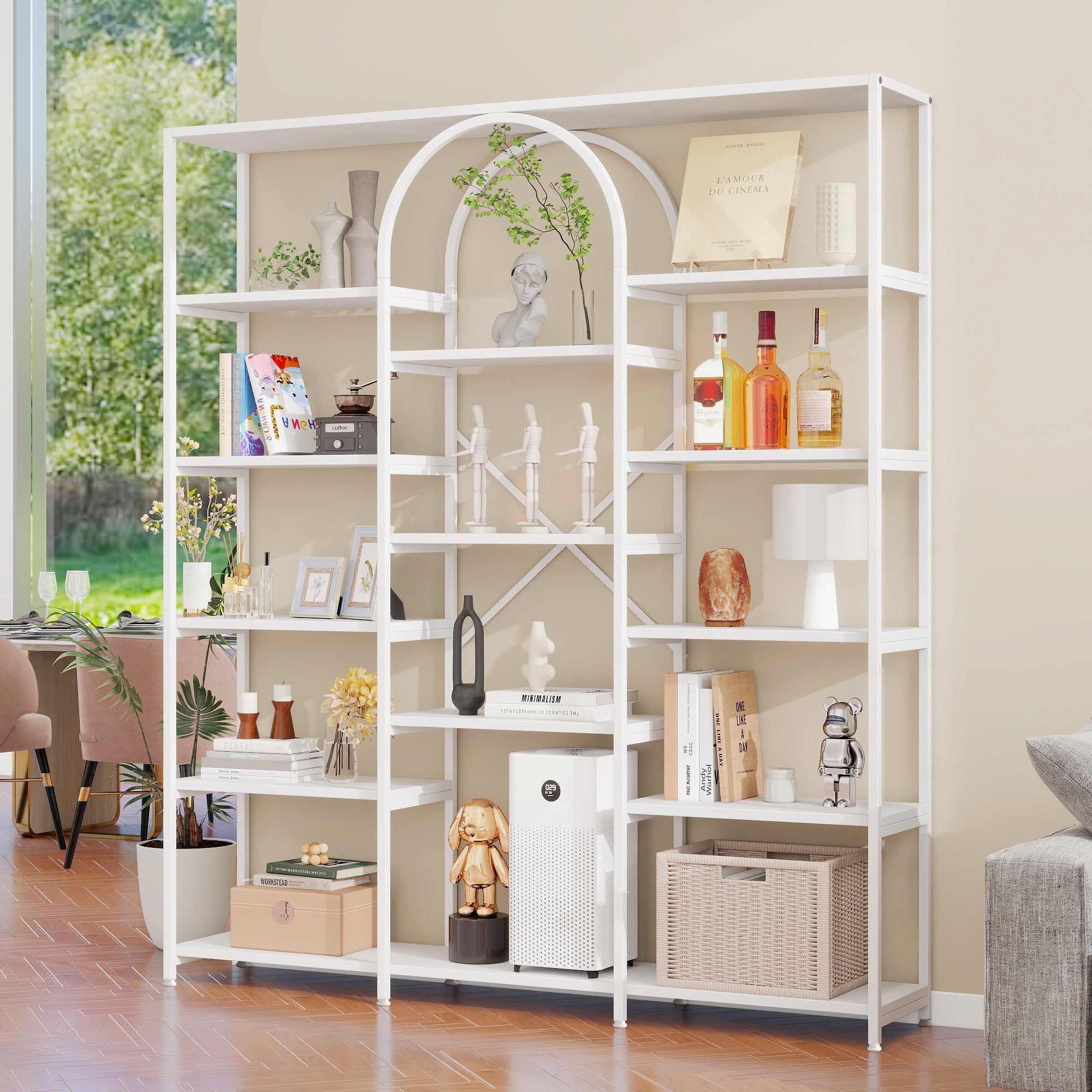 Shelf 160x30x180cm Minimalist Multiple Storage MDF/Steel White
