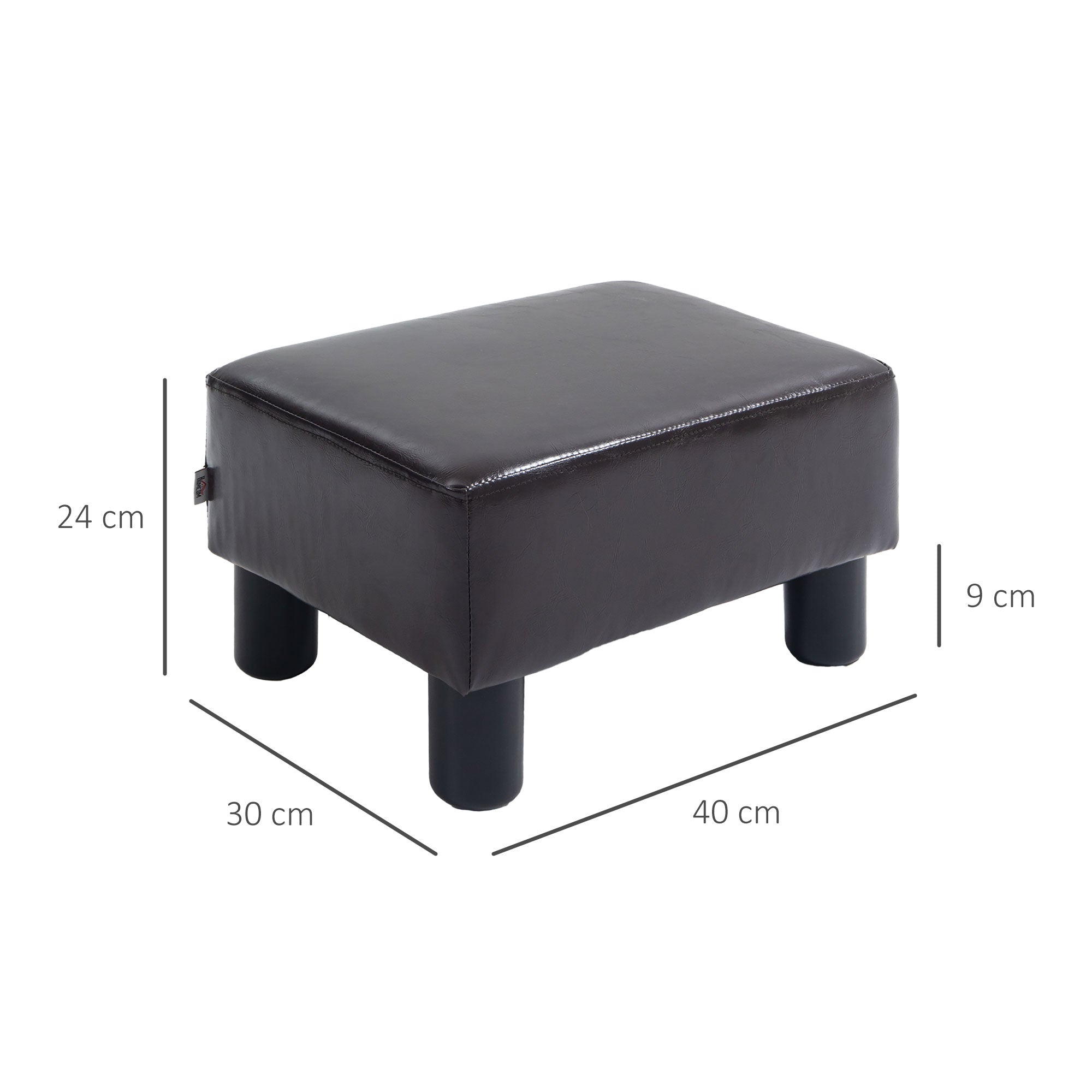 Footstool/Ottoman, Rectangular Footrest, Faux Leather