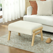 Stool, soft seat cushion, wooden legs, corduroy look cream white