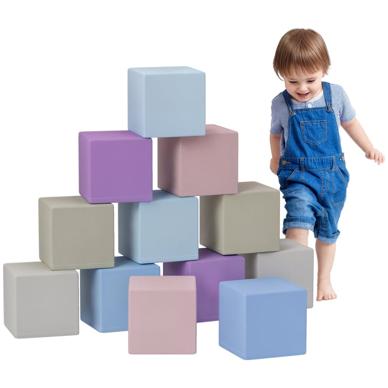 Soft Building Blocks, 12 Cubes Easy-care Child-safe, Faux Leather