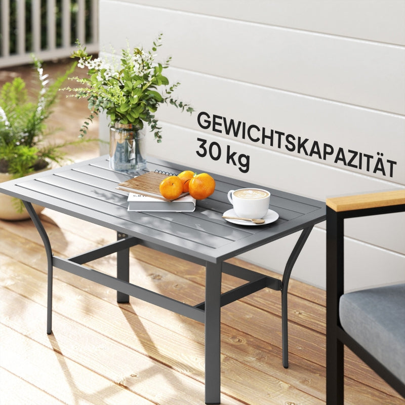 Beistelltisch, Lamellendesign Wetterfest Outdoor, Metall Dunkelgrau