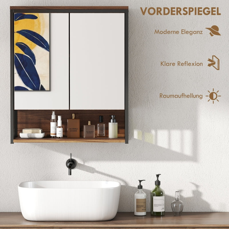 Hanging Mirror Cabinet, Bathroom, MDF Chipboard, Brown