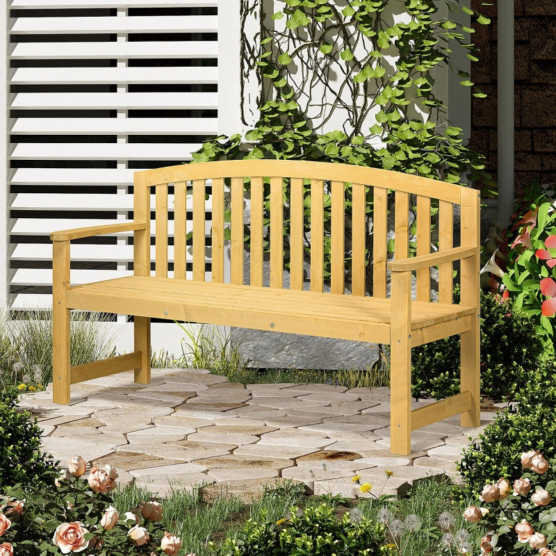 2-Seater Garden Bench Weatherproof Wood Backrest - Orange