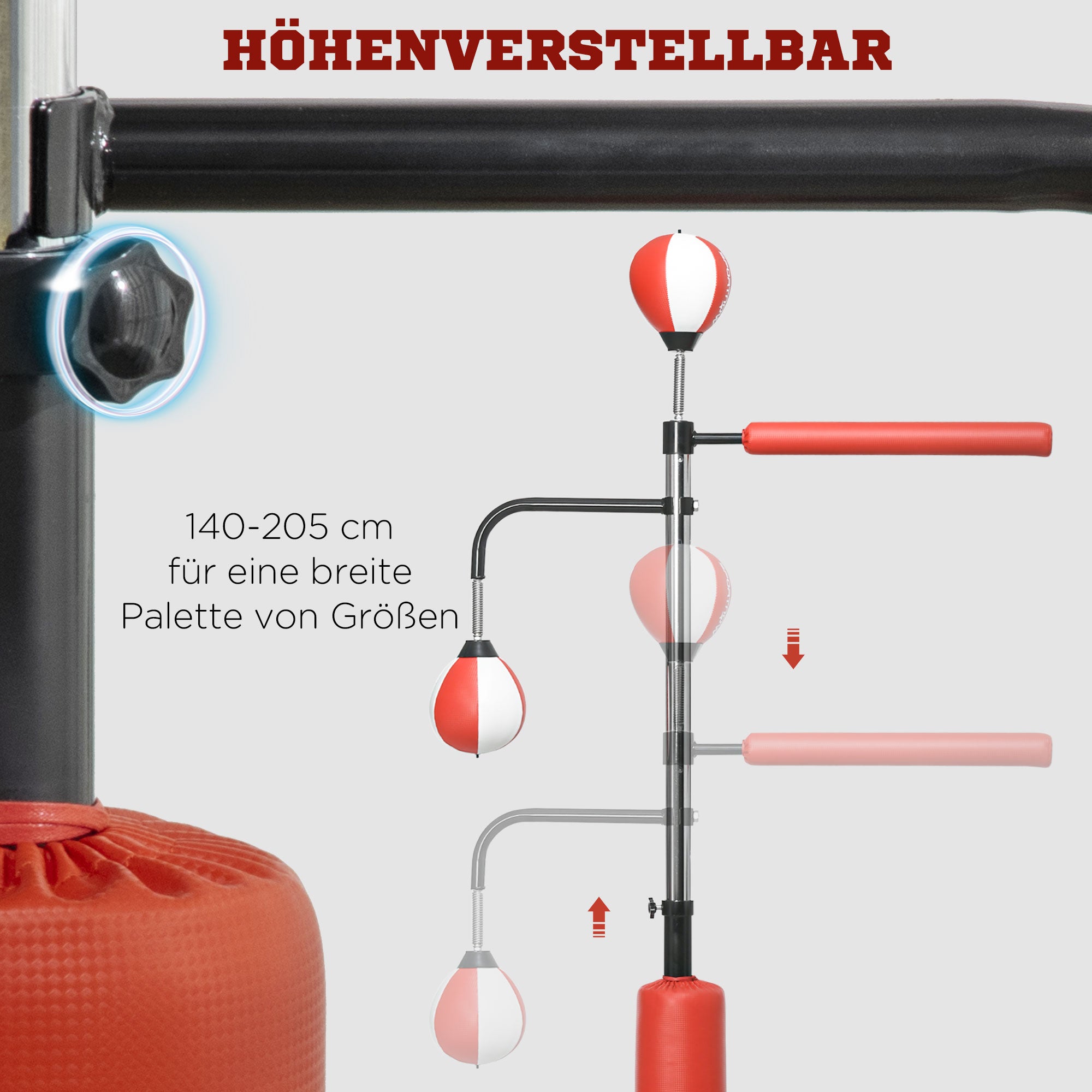 Standing Box, Punching Bag, Adjustable, 2 Speed Balls, Reflex Bar