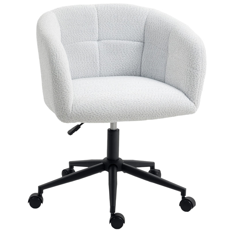 Office Chair Upholstered Tub Design Rolling Plush - Cream/Black