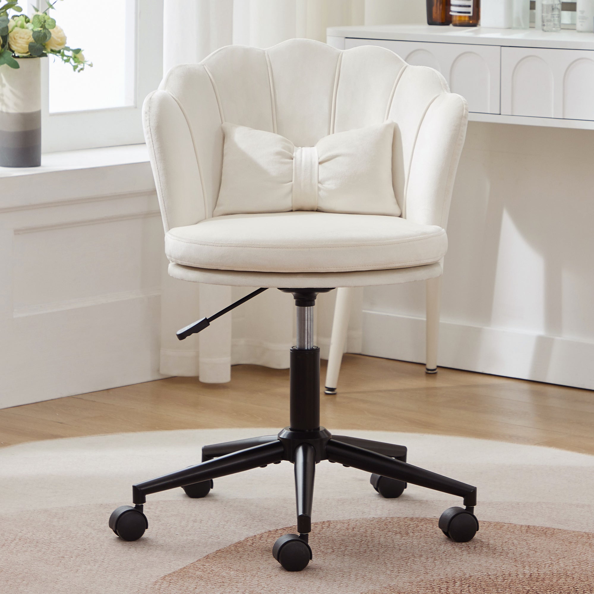 Dressing Office Chair, Petal Back Butterfly Lumbar Height Adjustable, Soft Cushion