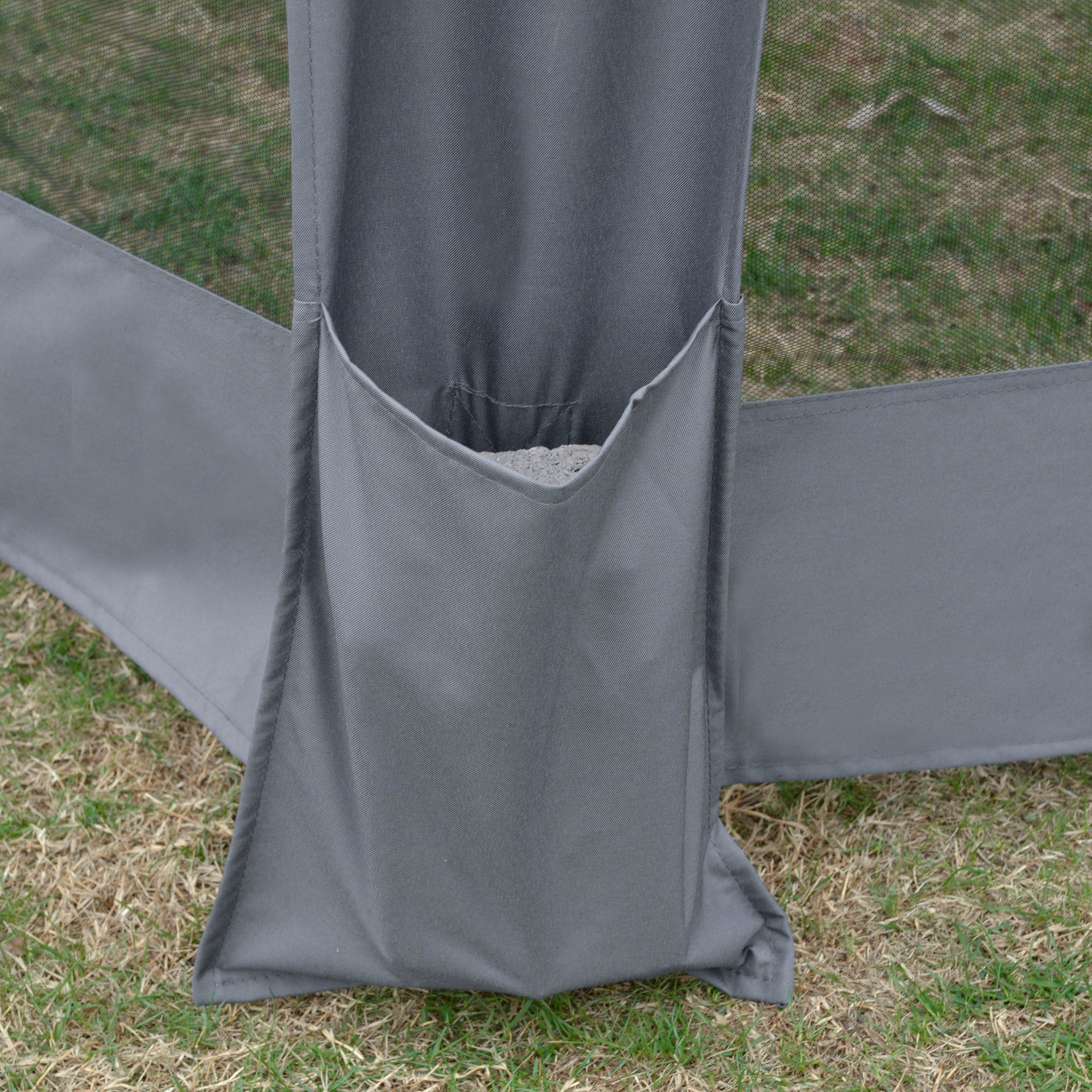 Pop Up Gazebo Hexagonal Canopy Tent with 6 Mesh Sidewalls, Grey