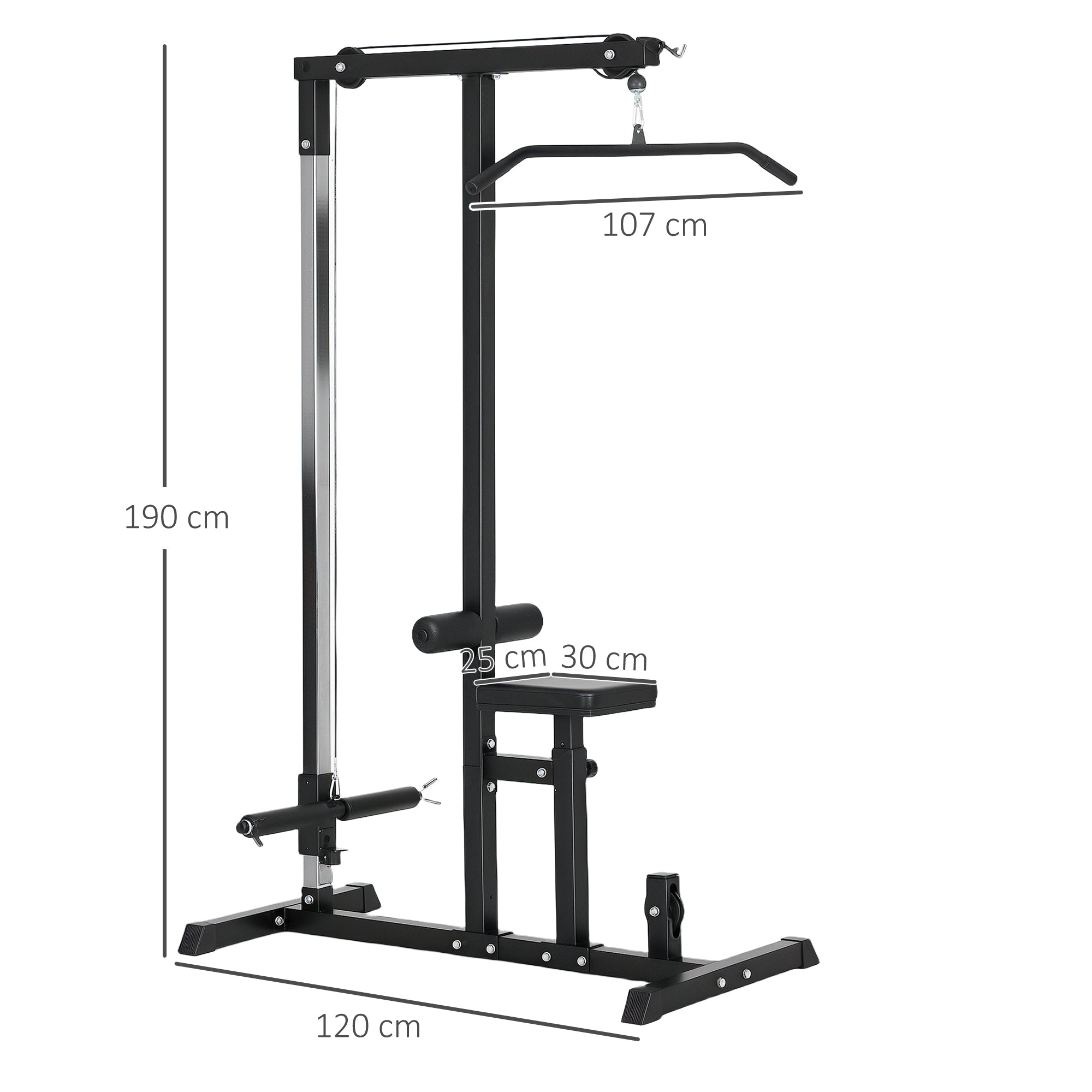 Power Station Fitness Station, Adjustable Seat & Pulley, Steel, Black