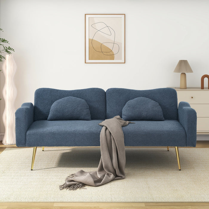 Sofa Bed, 2-Seater with Adjustable Backrest, Gold-Plated Metal Feet