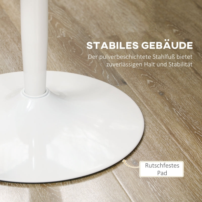 Dining Table Round Ø80cm for 2 People MDF and Steel White