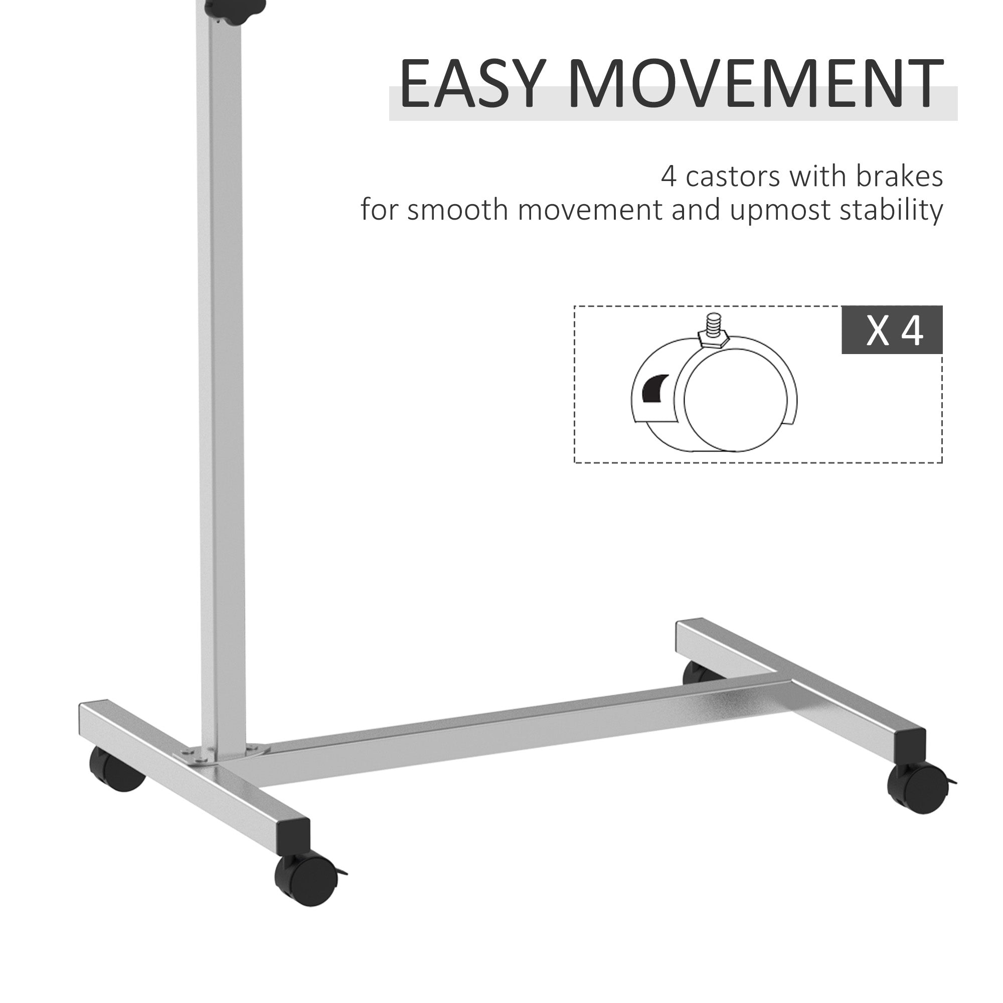Over Bed Table Height Adjustable C Shaped Laptop Desk Portable with Wheels, Black