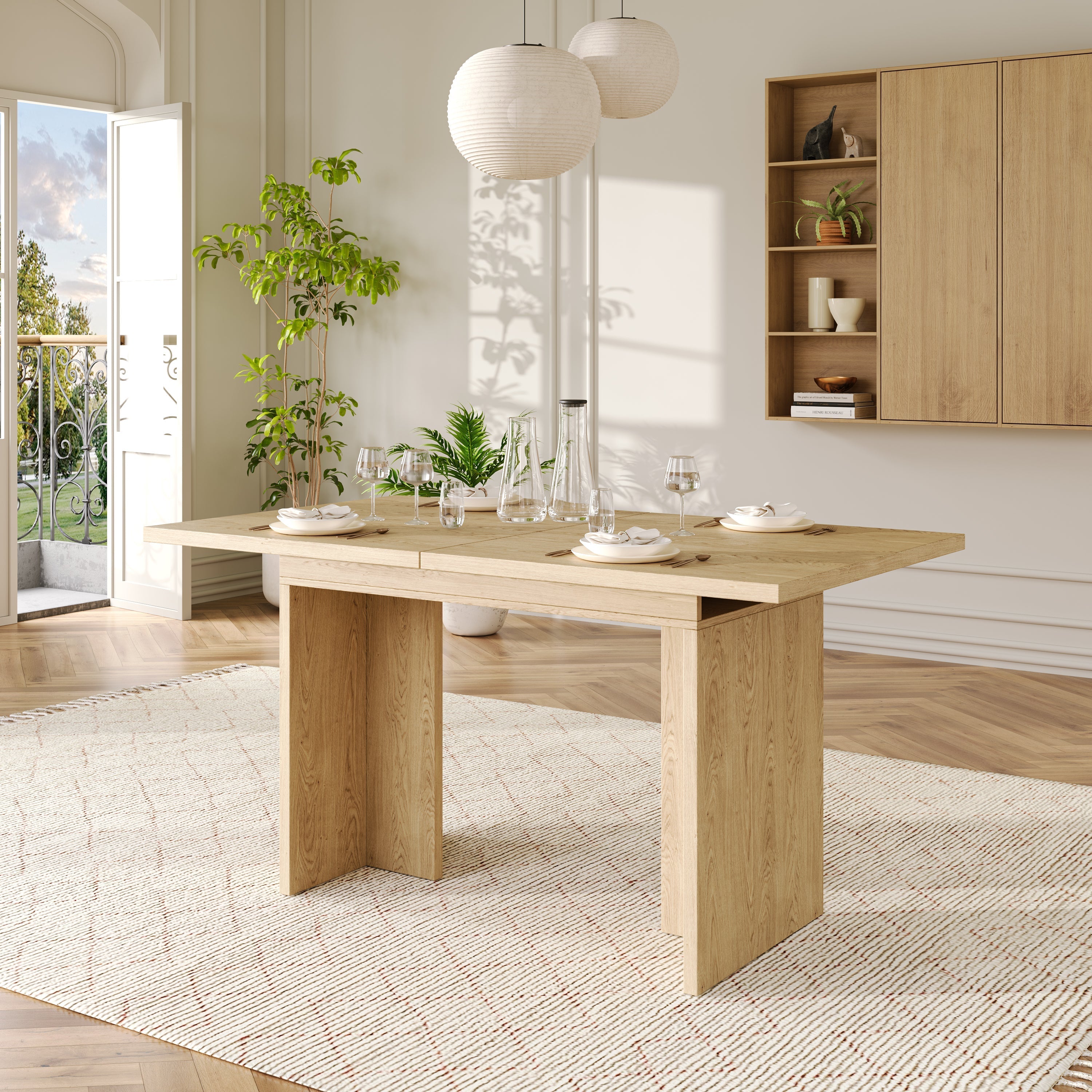 Extendable Dining Table 140/180x80cm Rectangular 6-8 Seater - Oak Color