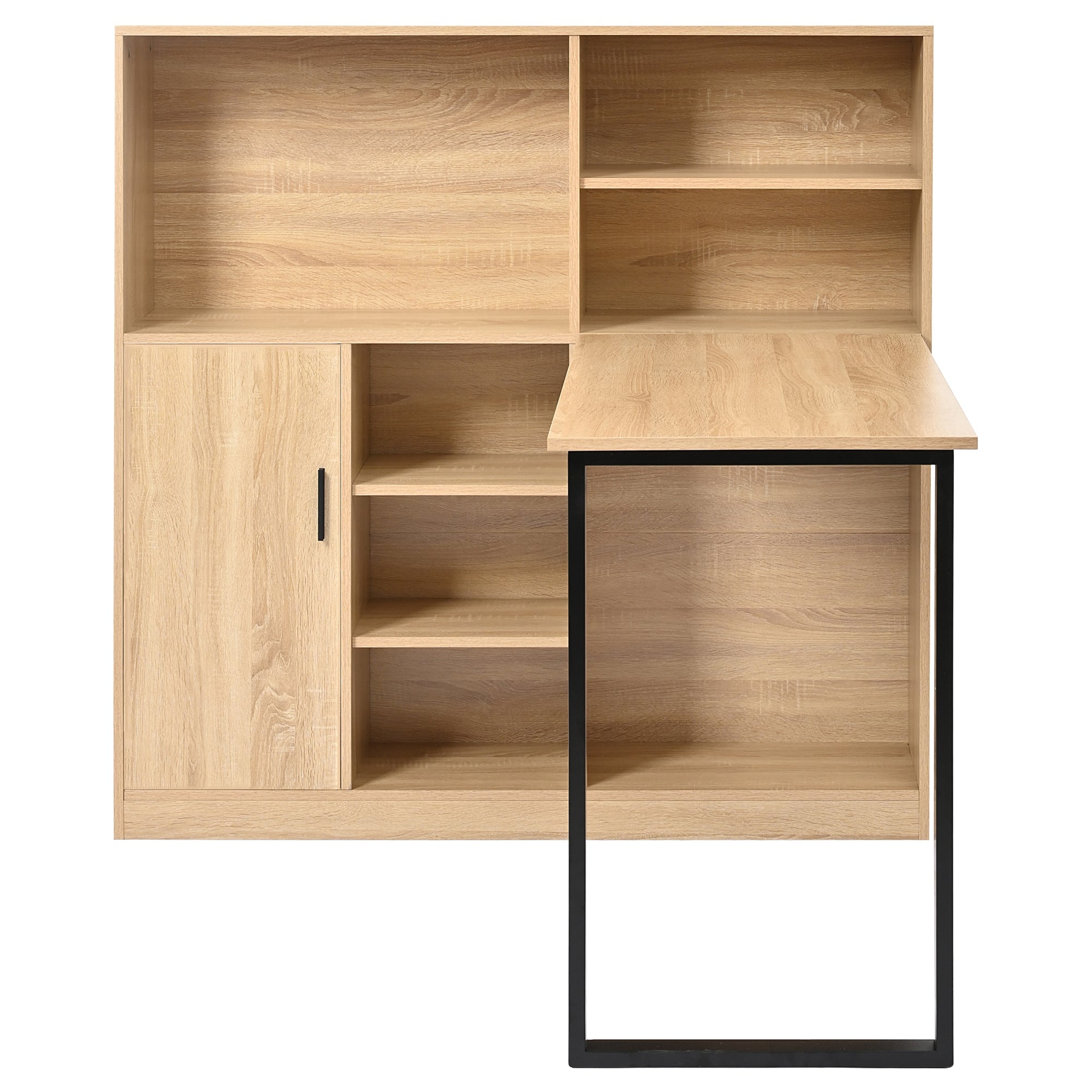 Computer Desk, Shelf & Cupboard, Work Table, Natural 120cm