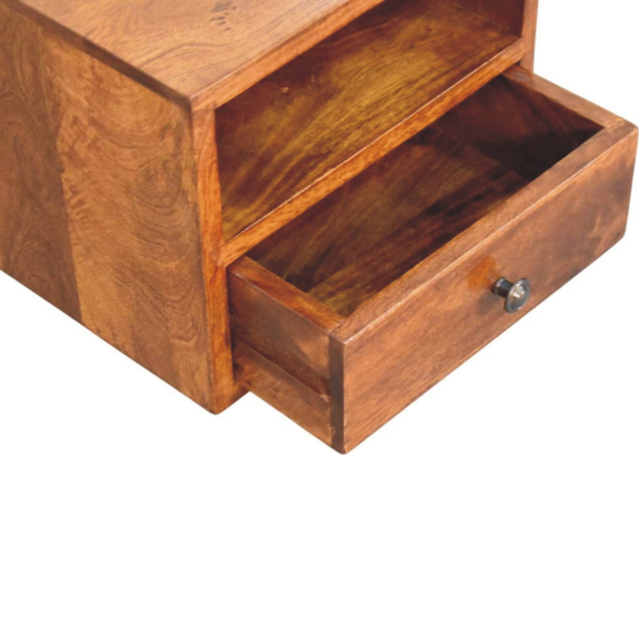 Solis Wall Mounted Nightstand, 1-Drawer, Chestnut Wood