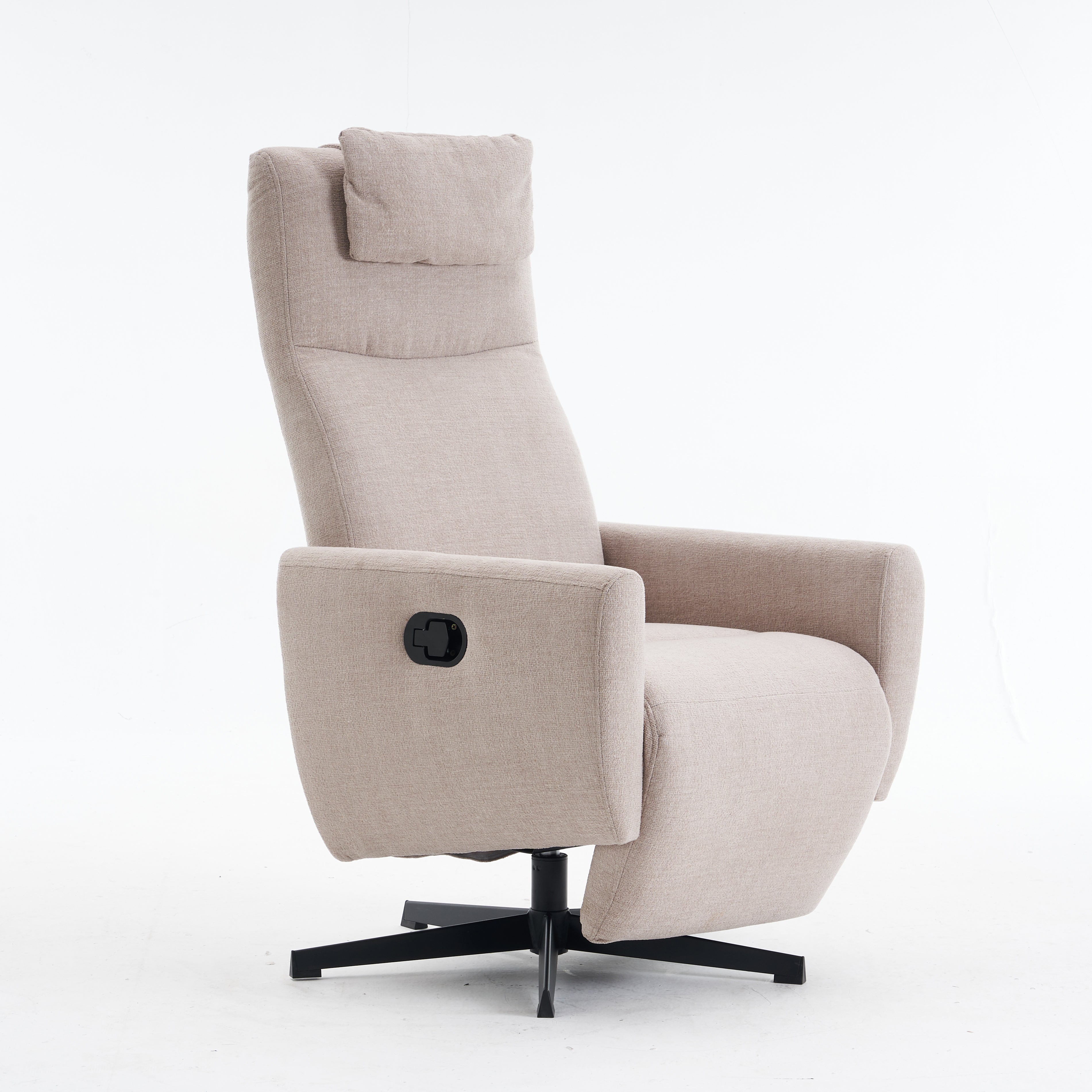 Recliner with Pillow Padded Seat and Footrest, Chenille Fabric, Grey