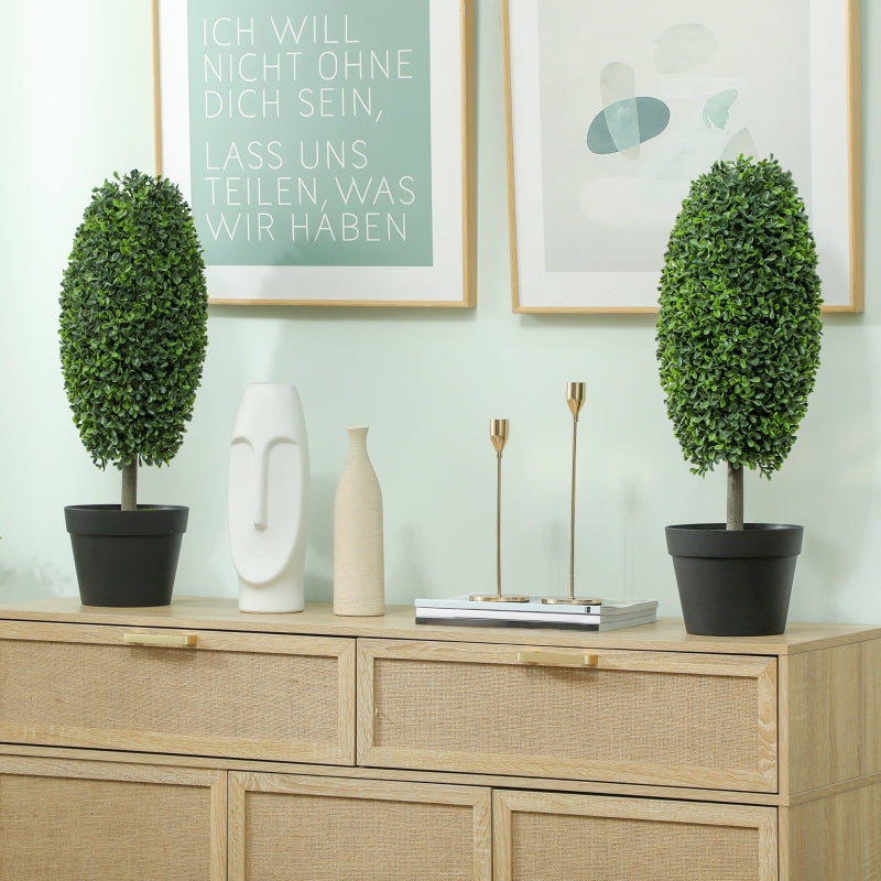 Artificial Plants, UV-resistant Trees with Pots, Plastic, Cement, Green
