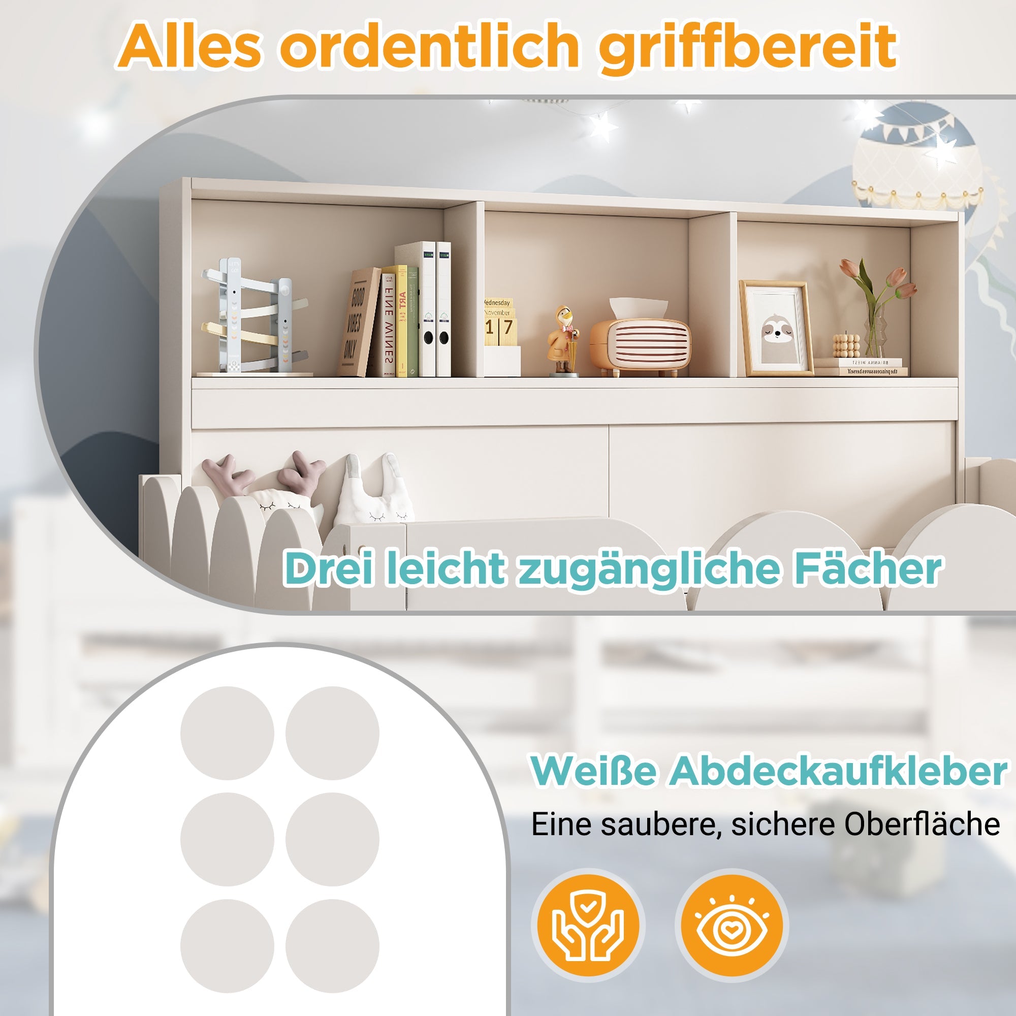 Children's Floor Bed with Fall Protection, Door, Slatted Base and Shelf, 140x200cm, White Wood