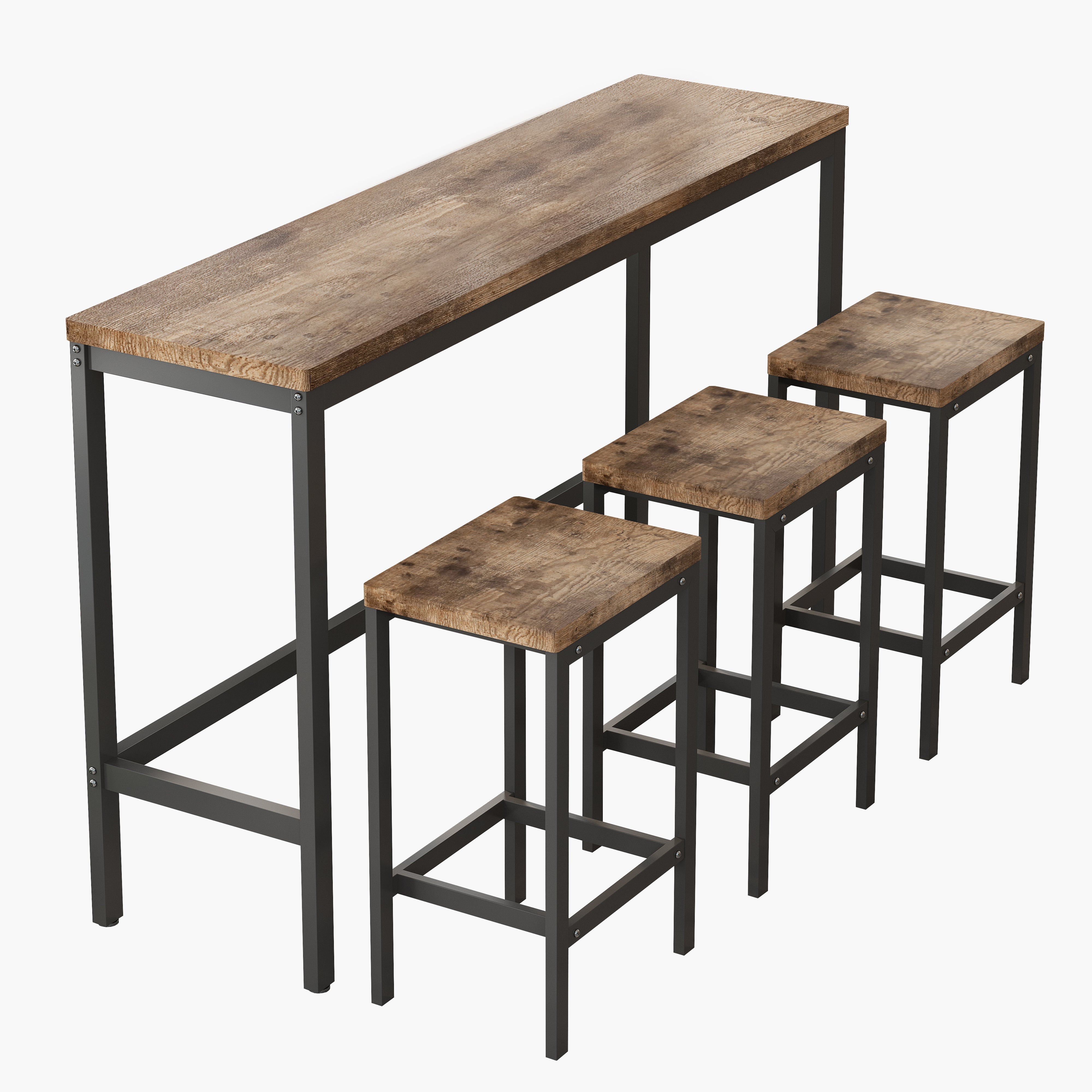 Dining Table Set, Modern Design with 3 Stools, Natural