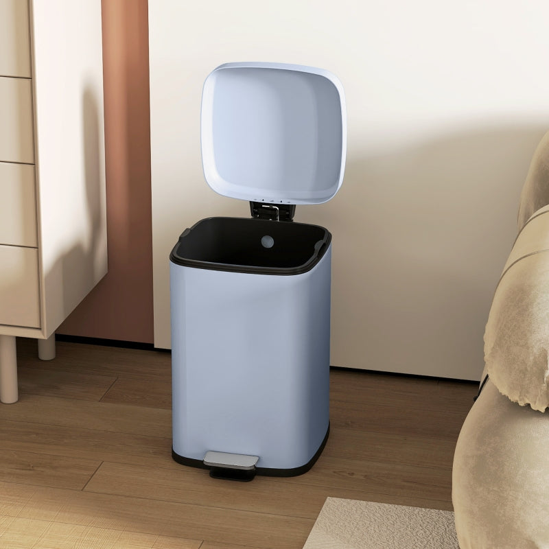 20L Boxy Kitchen Bin, Modern Metal, Light Blue