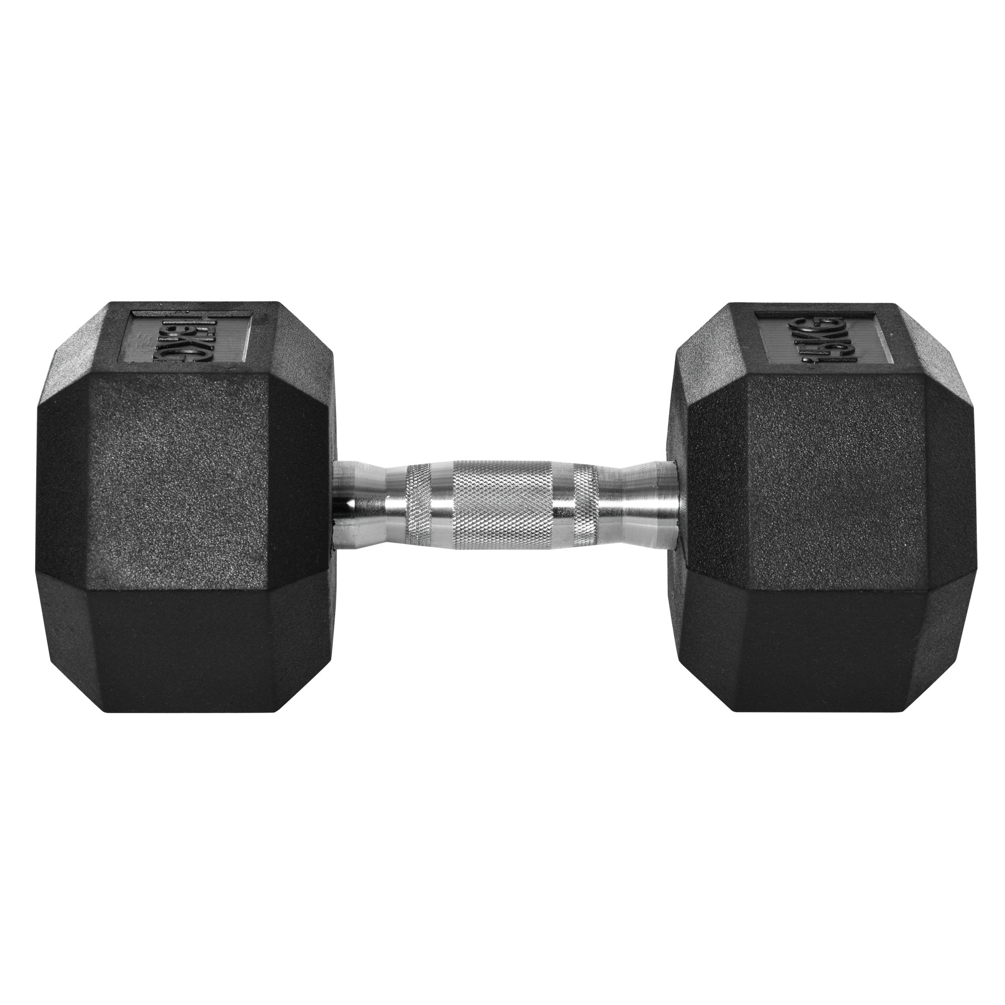 Hexagon Dumbbell, Knurled Handle, Rubber, Black