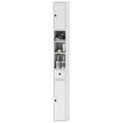 Slim Bathroom Cabinet, 3 Open Compartments, Adjustable Shelf, White