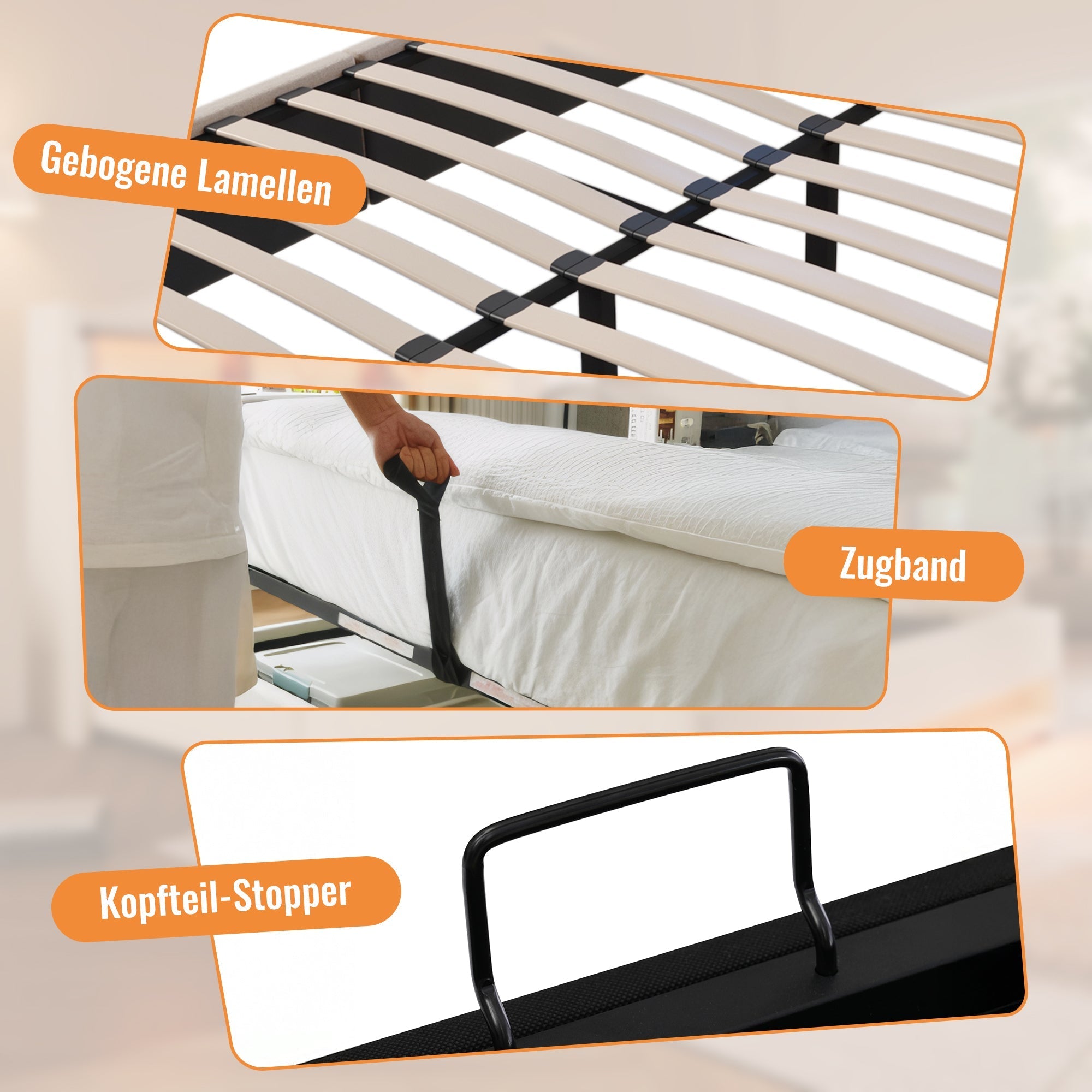 Upholstered Bed 140x200cm Hydraulic Storage with Charging Station and Cup Holder Linen Grey