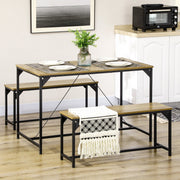 Dining Table and Bench Set, for 4 Space Saving, Natural