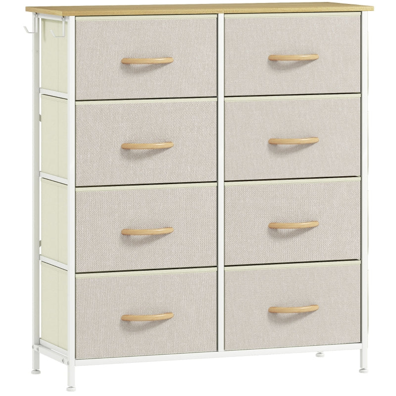 Chest of Drawers, Eight Fabric Drawers - Beige