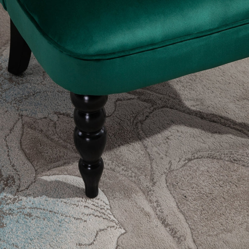 Velvet-Feel Wingback Accent Chair with Wooden Legs, Green