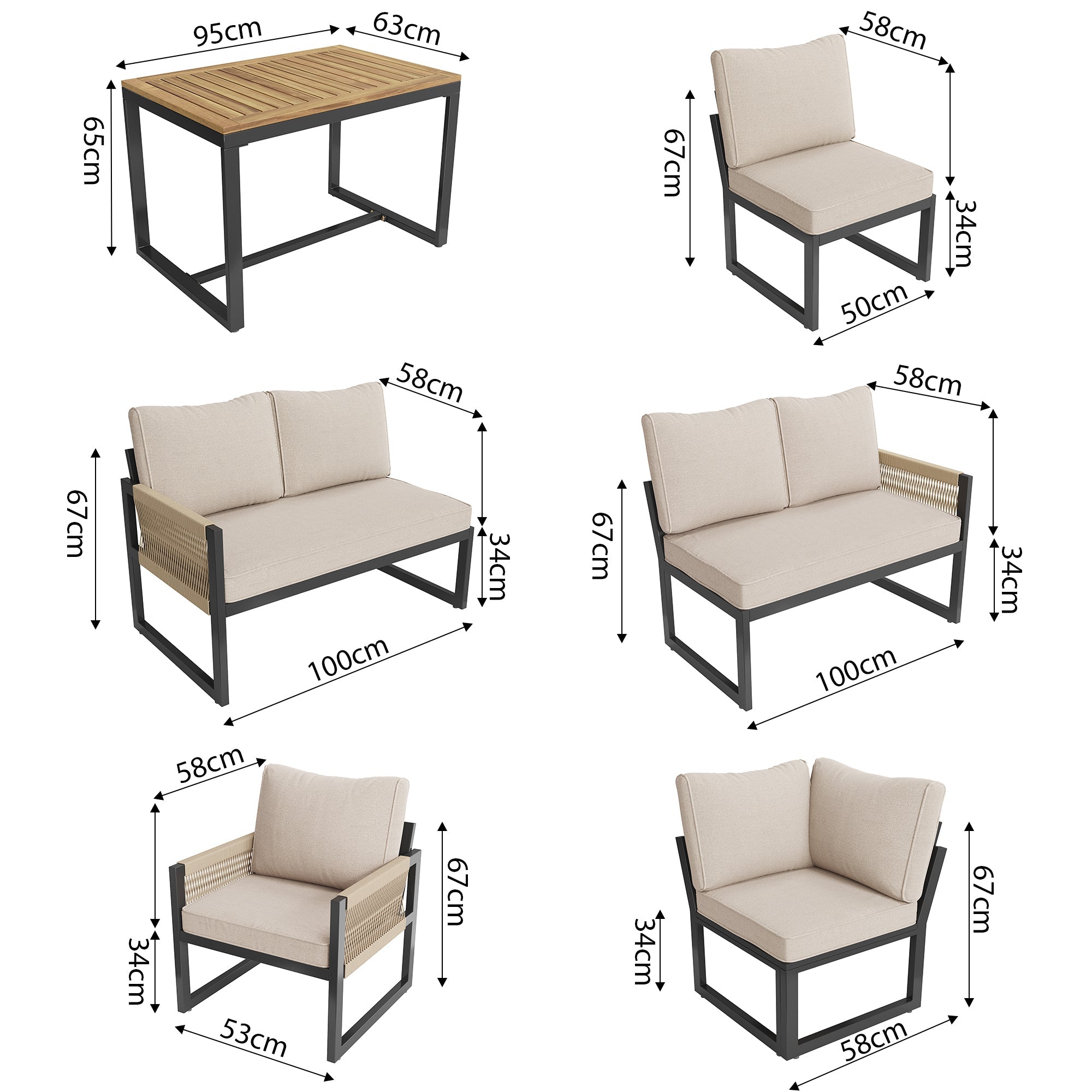 Garden Dining Set 7-8 People Lounge Weatherproof