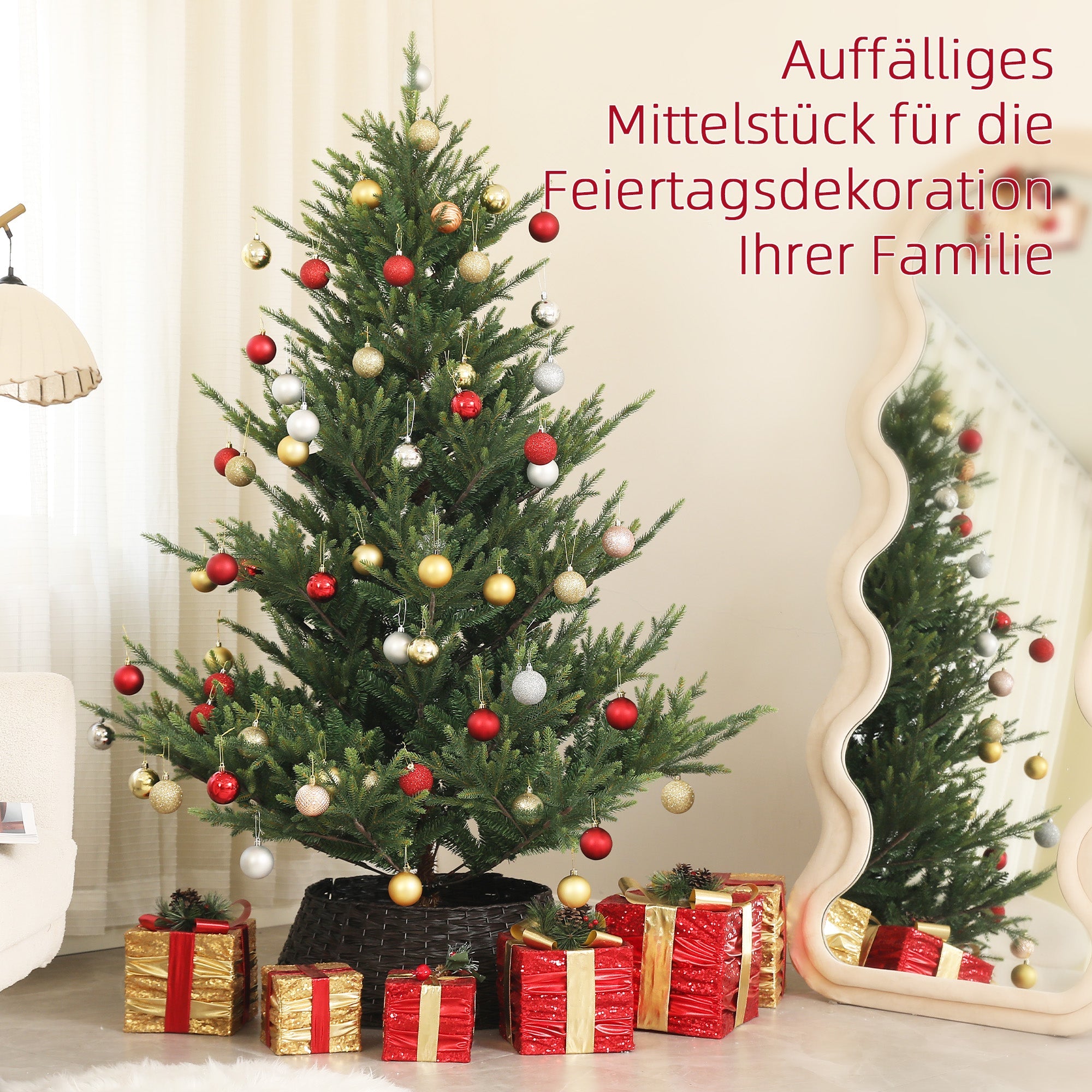 Artificial Christmas Tree, 180cm 1046 Tips Steel Stand, Green
