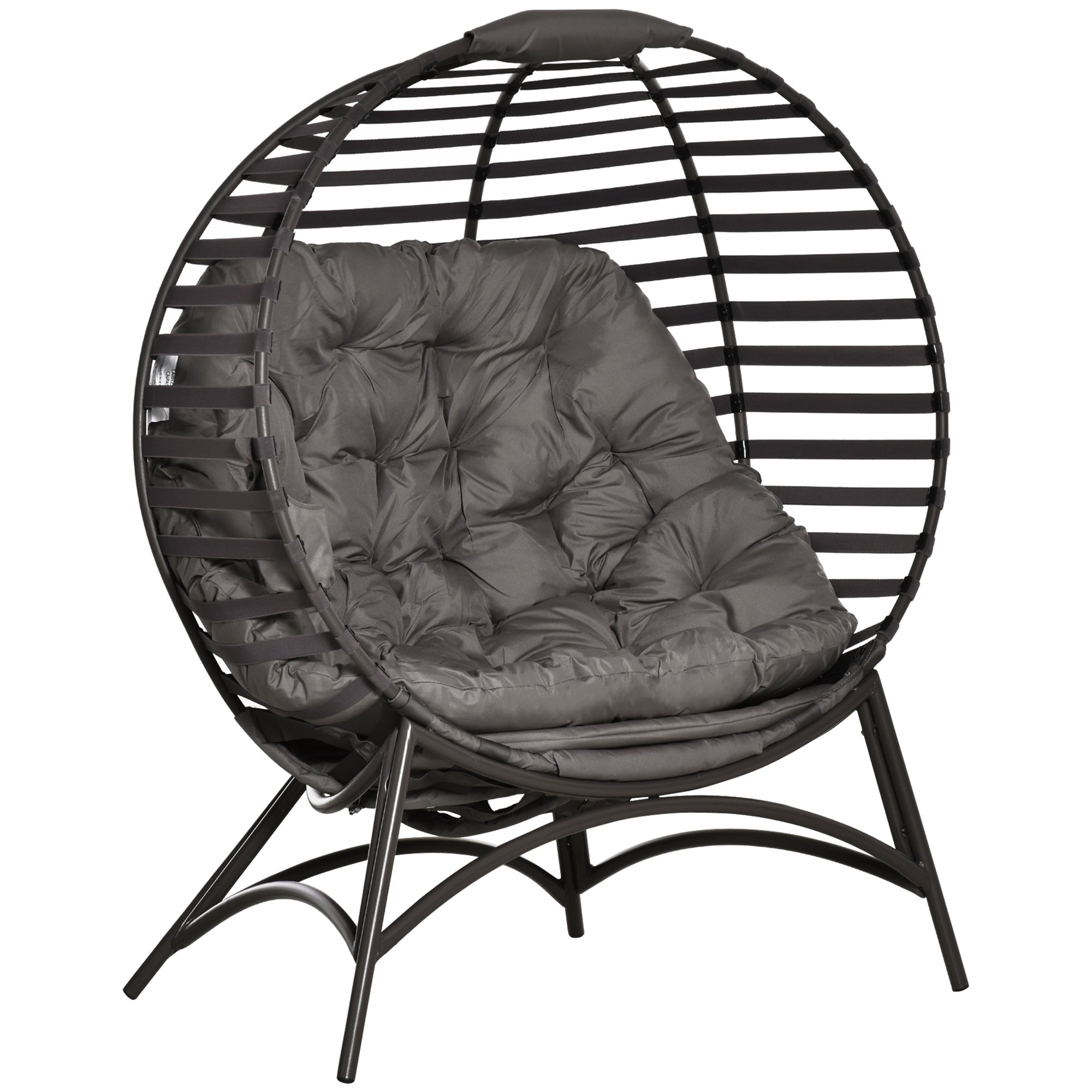 Egg Chair with Cushion and Side Pocket - Brown