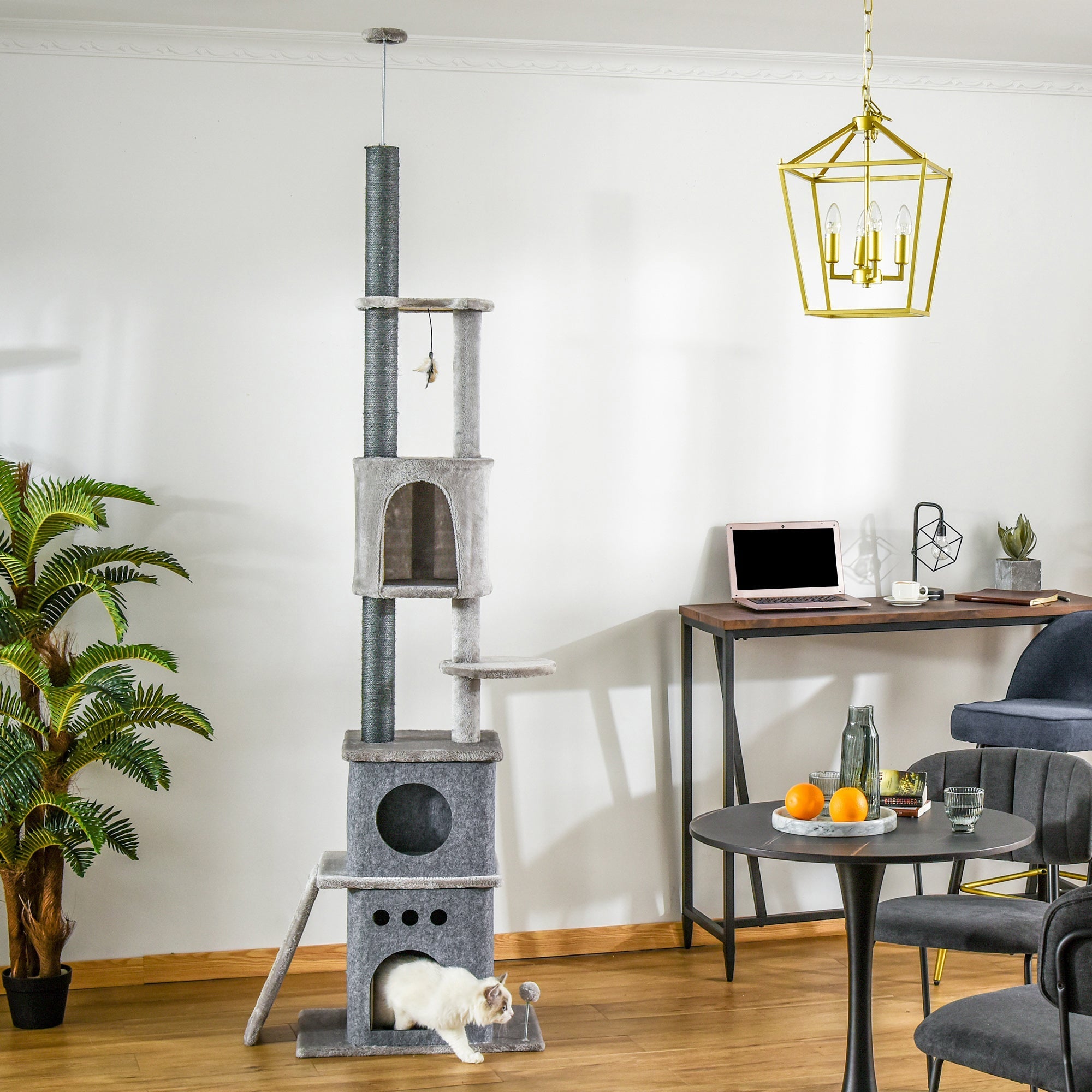 Cat Tree, XXL, Height-Adjustable, Sisal, Light Grey