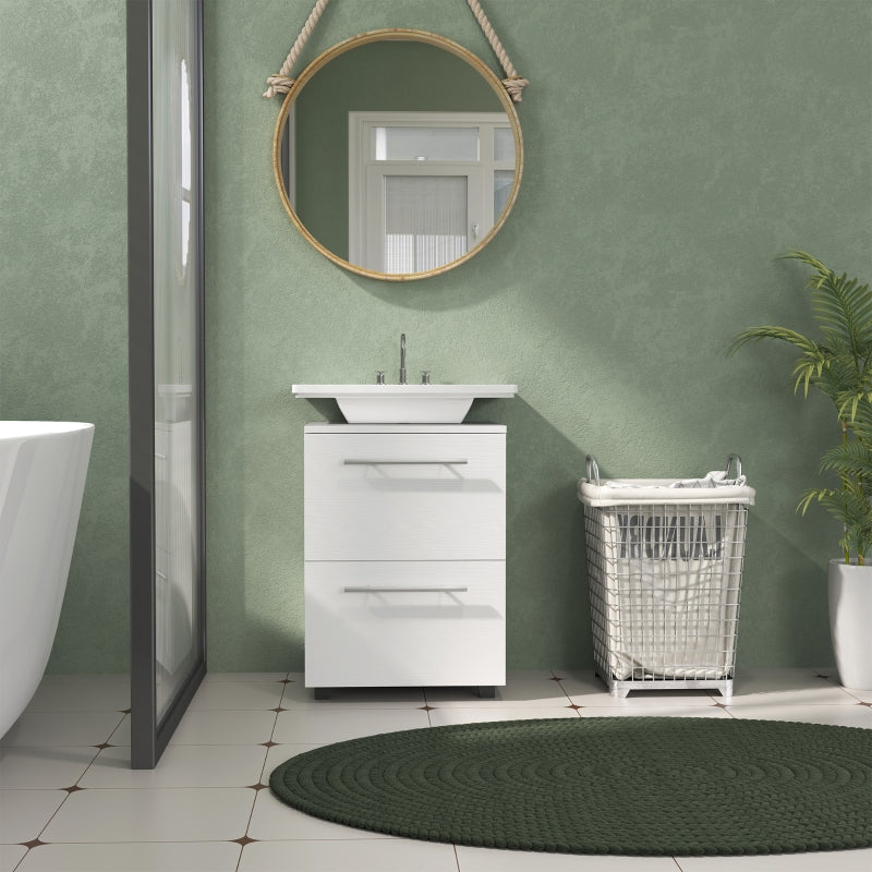 Bathroom Vanity Unit with Drawer, Compact Chipboard, White