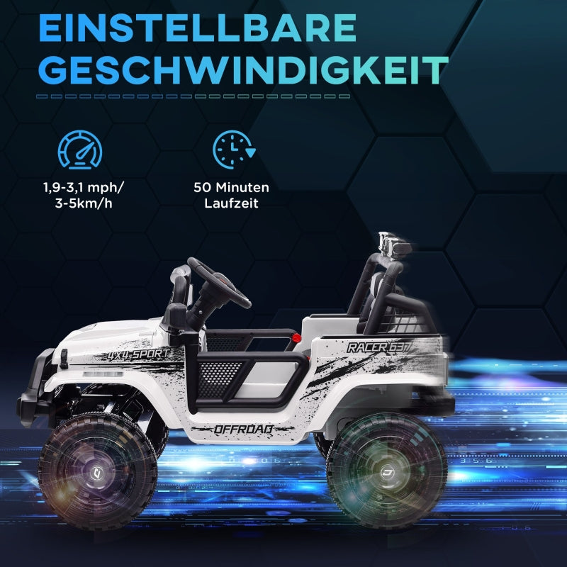 Electric Children's Car, 12V Off-Road with Remote Control, White