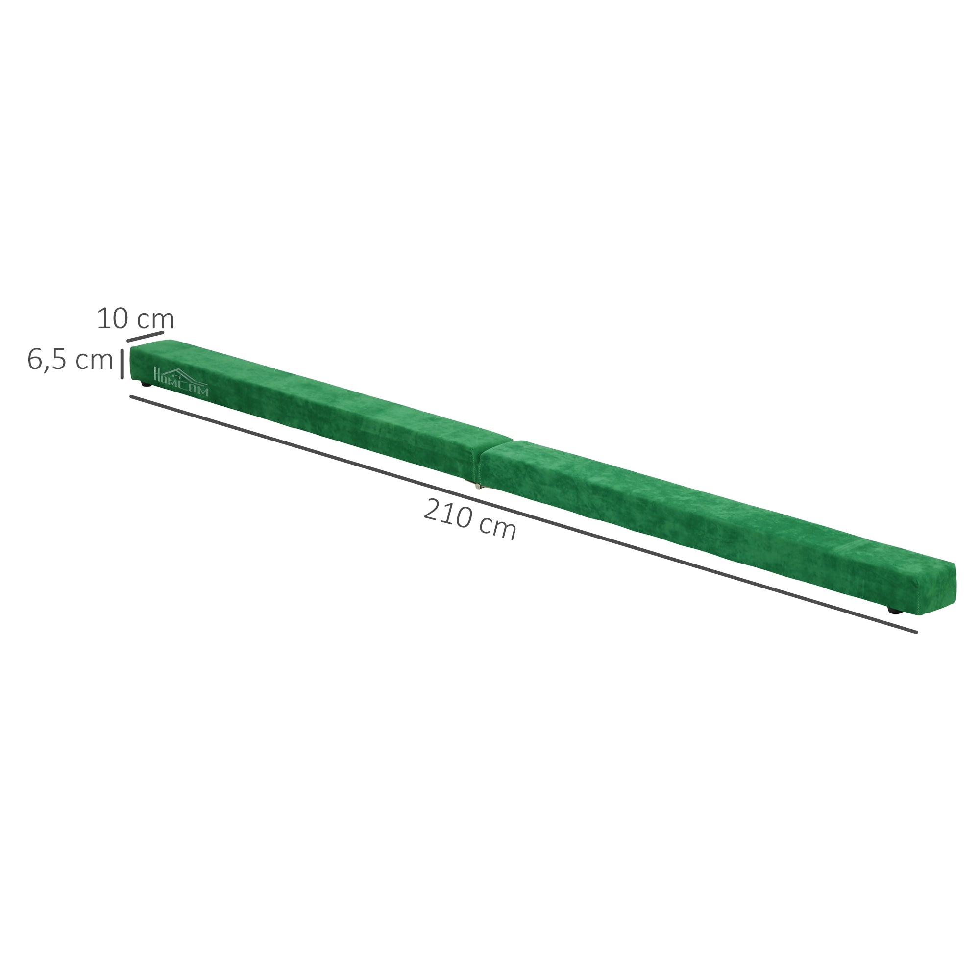 Foldable Balance Beam Non-Slip Suede Cover Sturdy Wood - Green