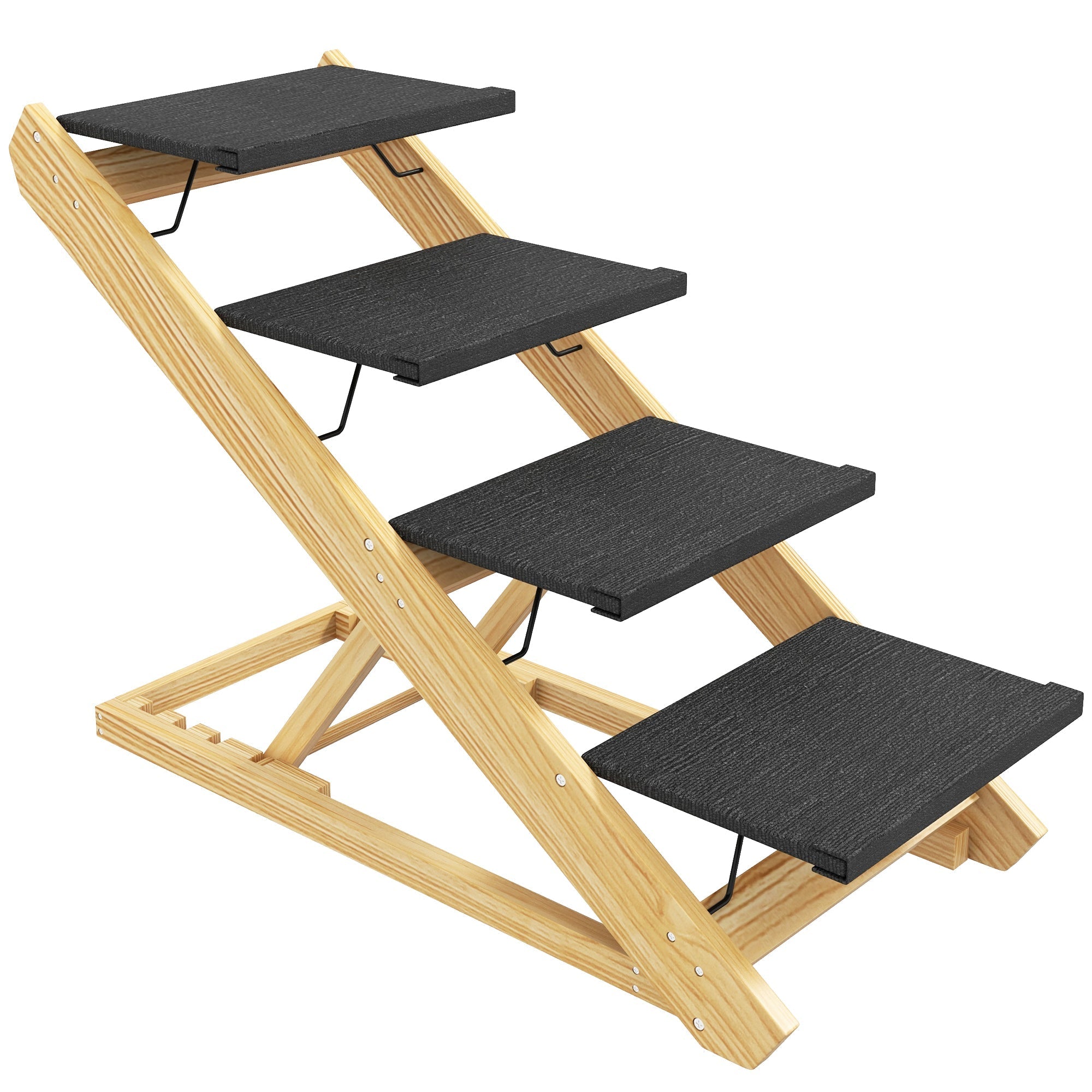 Dog Stairs & Ramp 2-in-1 Foldable 4-Step Height Adjustable Non-Slip