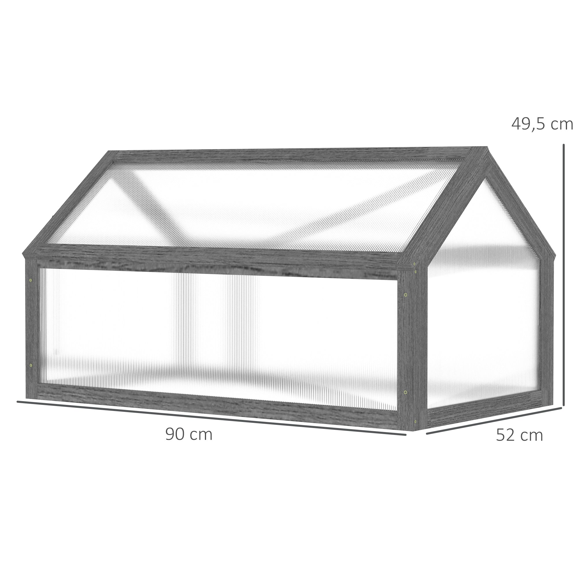 Wooden Cold Frame Mini Greenhouse 90x52x49.5cm Winterproof Grey
