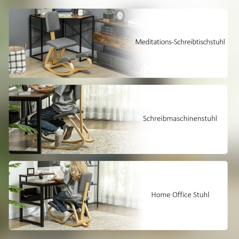 Ergonomischer Kniestuhl, Gesundheitsstuhl für das Home Office, Grau