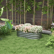 Metal Raised Garden Bed Planter Box 105x62x30cm Open Bottom Silver