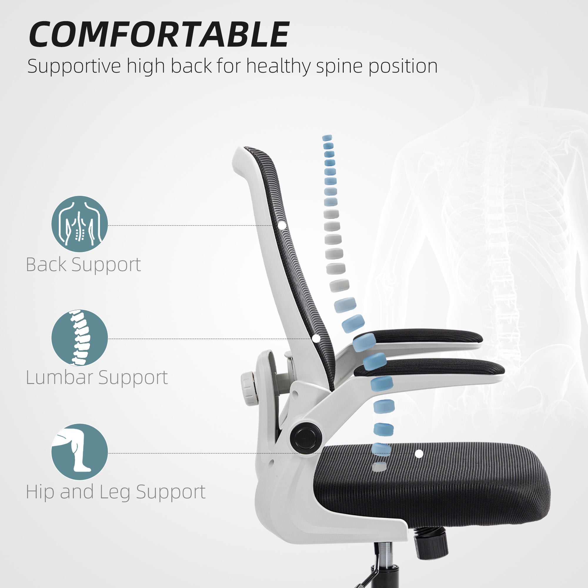 Mesh Back Office Chair, Adjustable Swivel, Black
