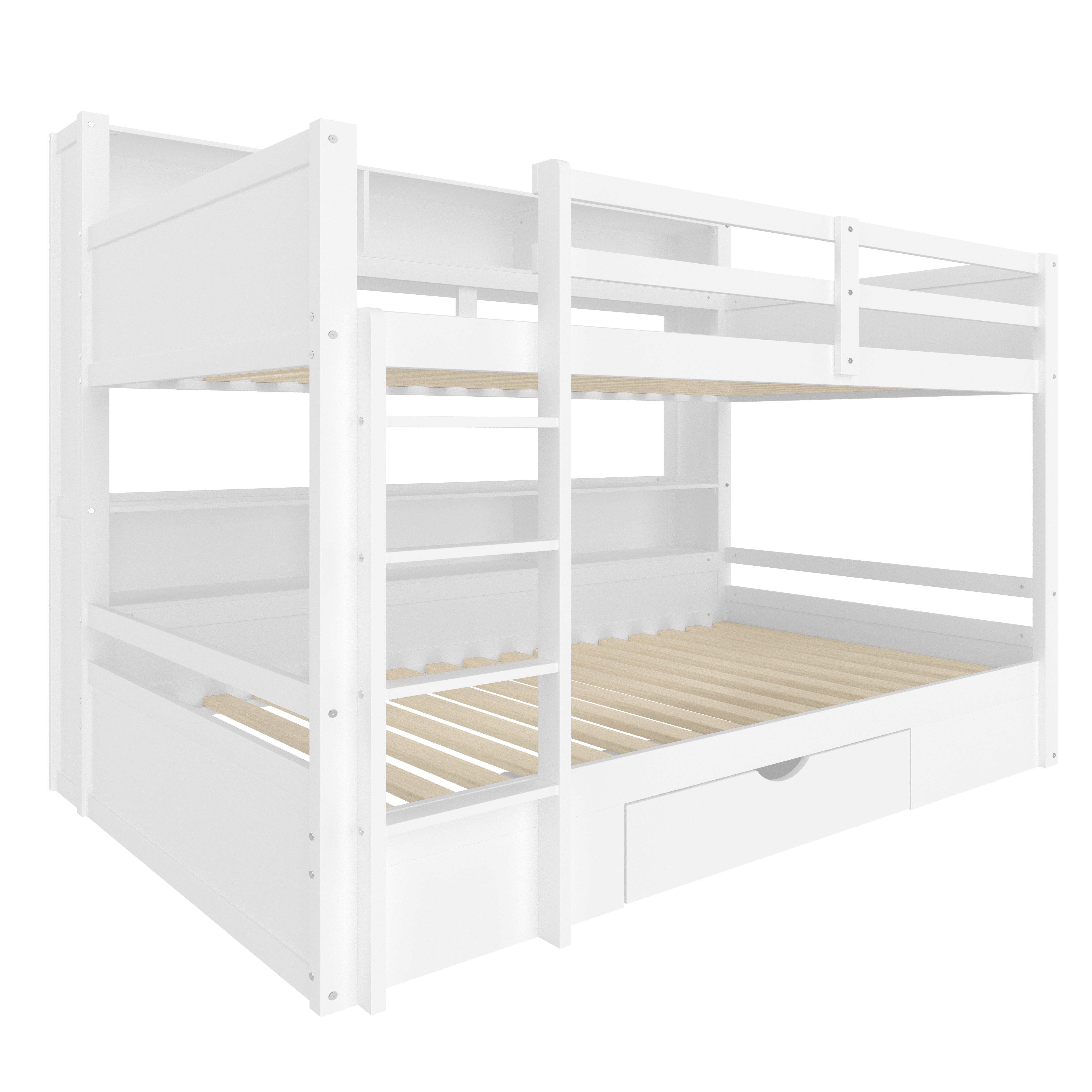 WX000708AAK Bunk Bed with Drawers and Storage Compartments, 90x200cm, White
